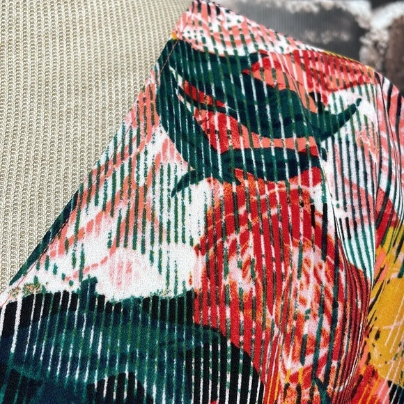 Halogen Dress Knee-Length Short Sleeve Pink Green Floral Size Medium - Picture 8 of 15